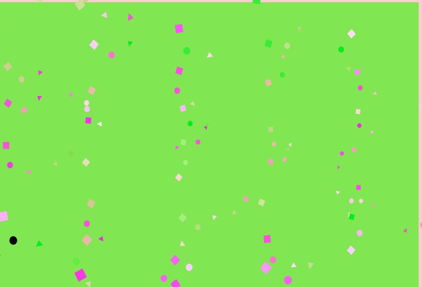 modelo de vetor rosa claro, verde com cristais, círculos, quadrados.