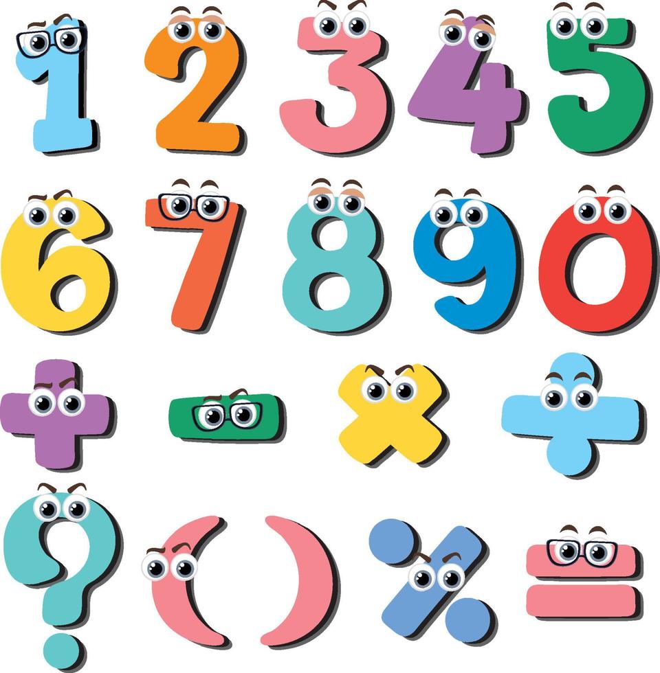 um conjunto de ícone de número e matemática vetor