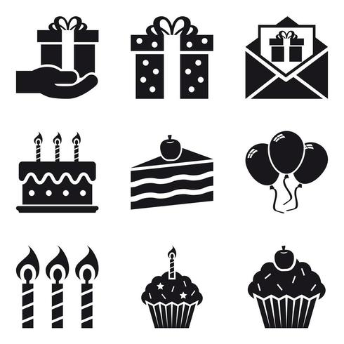 Conjunto de ícones de festa de aniversário vetor