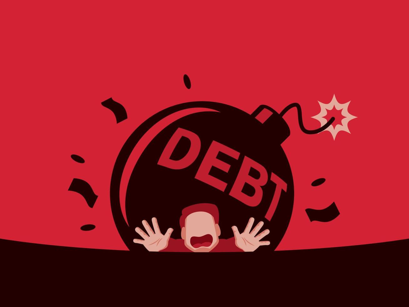 o homem não pode sair do vetor de ilustração da dívida.