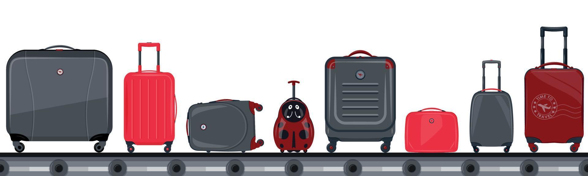 esteira transportadora do aeroporto com bagagem de passageiros vetor