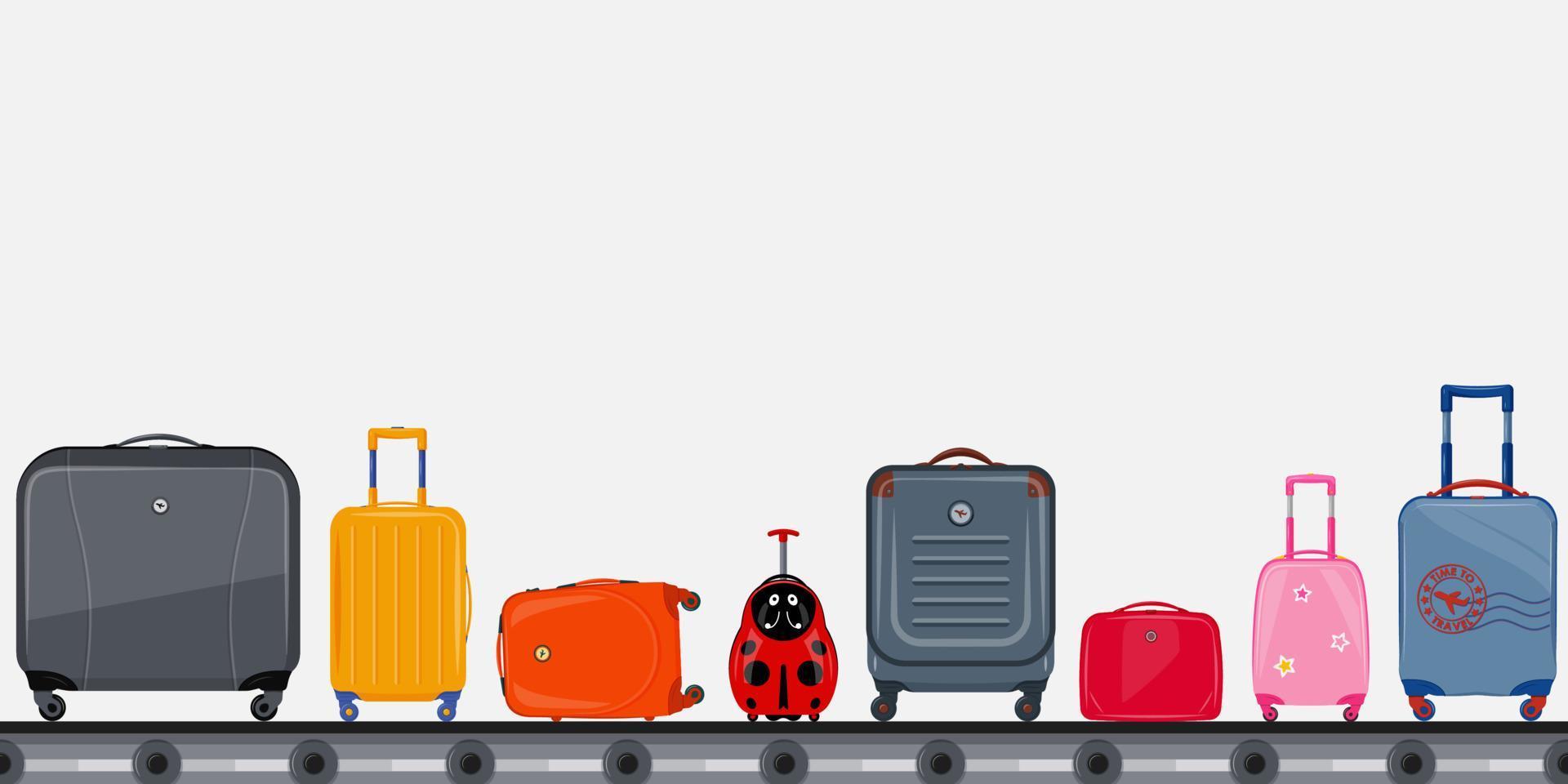 esteira transportadora do aeroporto com bagagem de passageiros vetor