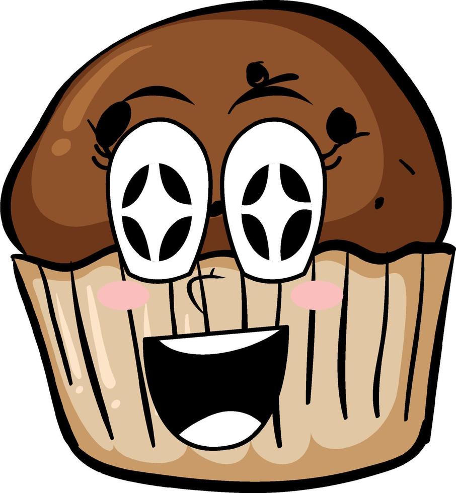 cupcake com cara de feliz vetor