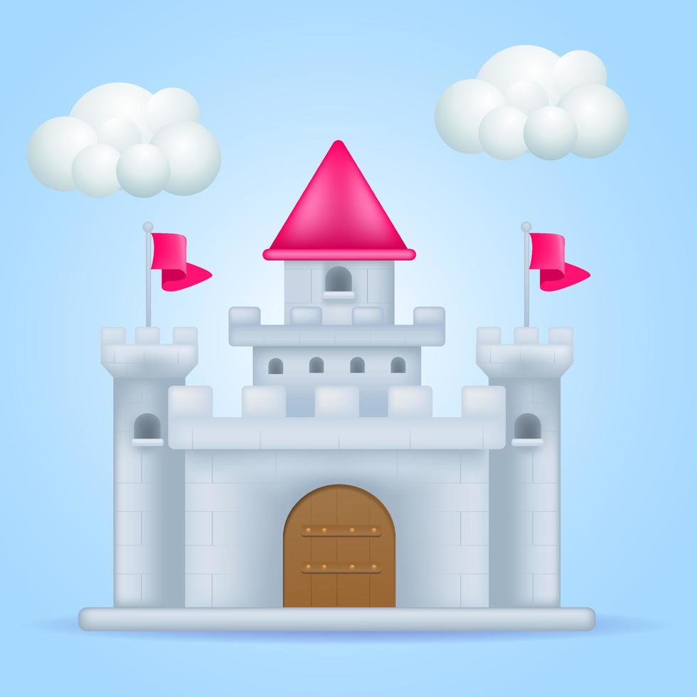 castelo. antiga torre da fortaleza. ilustração em vetor ícone de estilo de desenho animado 3D