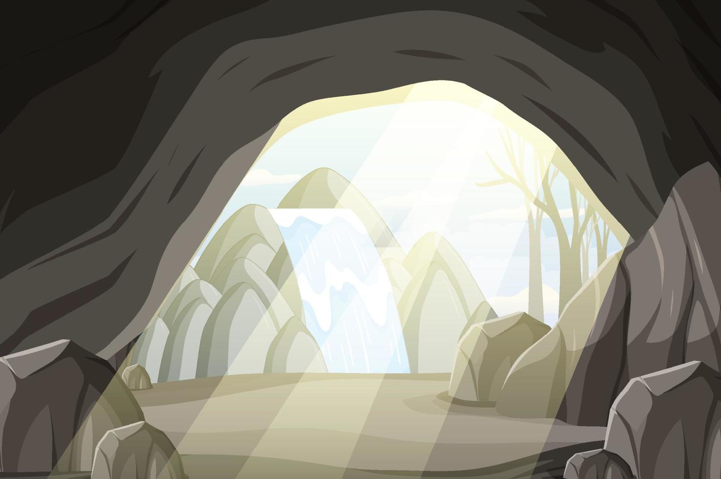 dentro da paisagem da caverna em estilo cartoon vetor