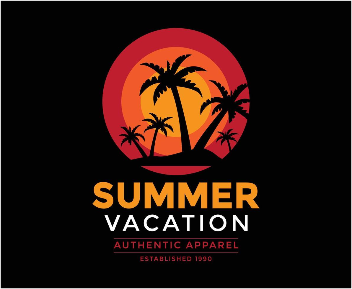 design de camiseta vetorial de ilustração de férias de verão vetor