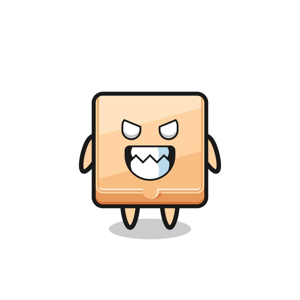 expressão maligna do personagem mascote bonito da caixa de pizza vetor