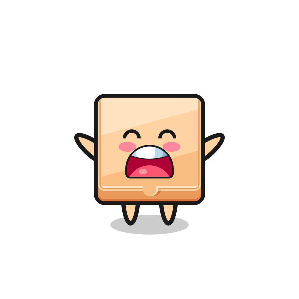 mascote de caixa de pizza fofa com uma expressão de bocejo vetor