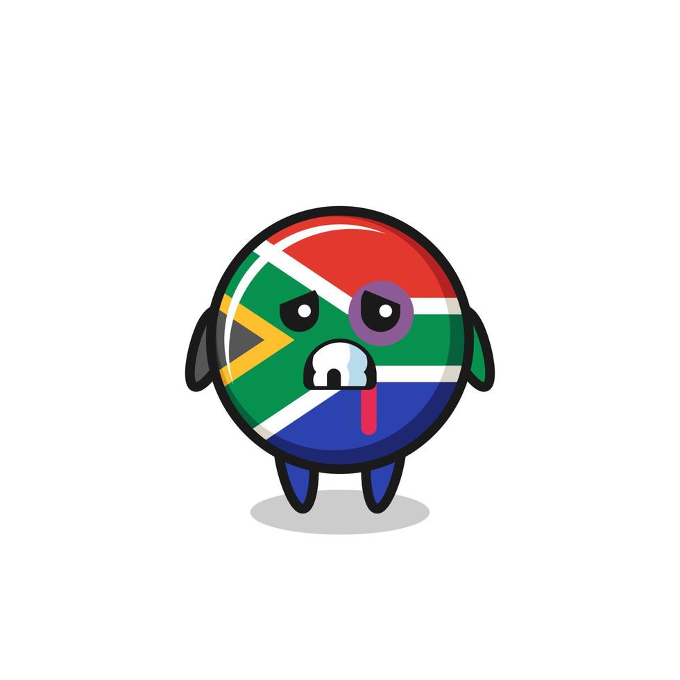 personagem de bandeira da áfrica do sul ferido com um rosto machucado vetor