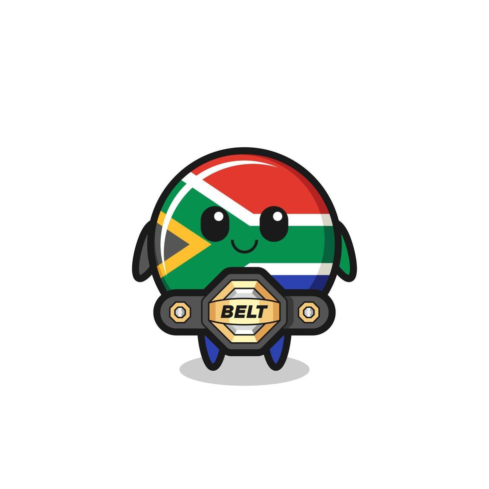 o lutador de mma mascote da bandeira da áfrica do sul com um cinto vetor