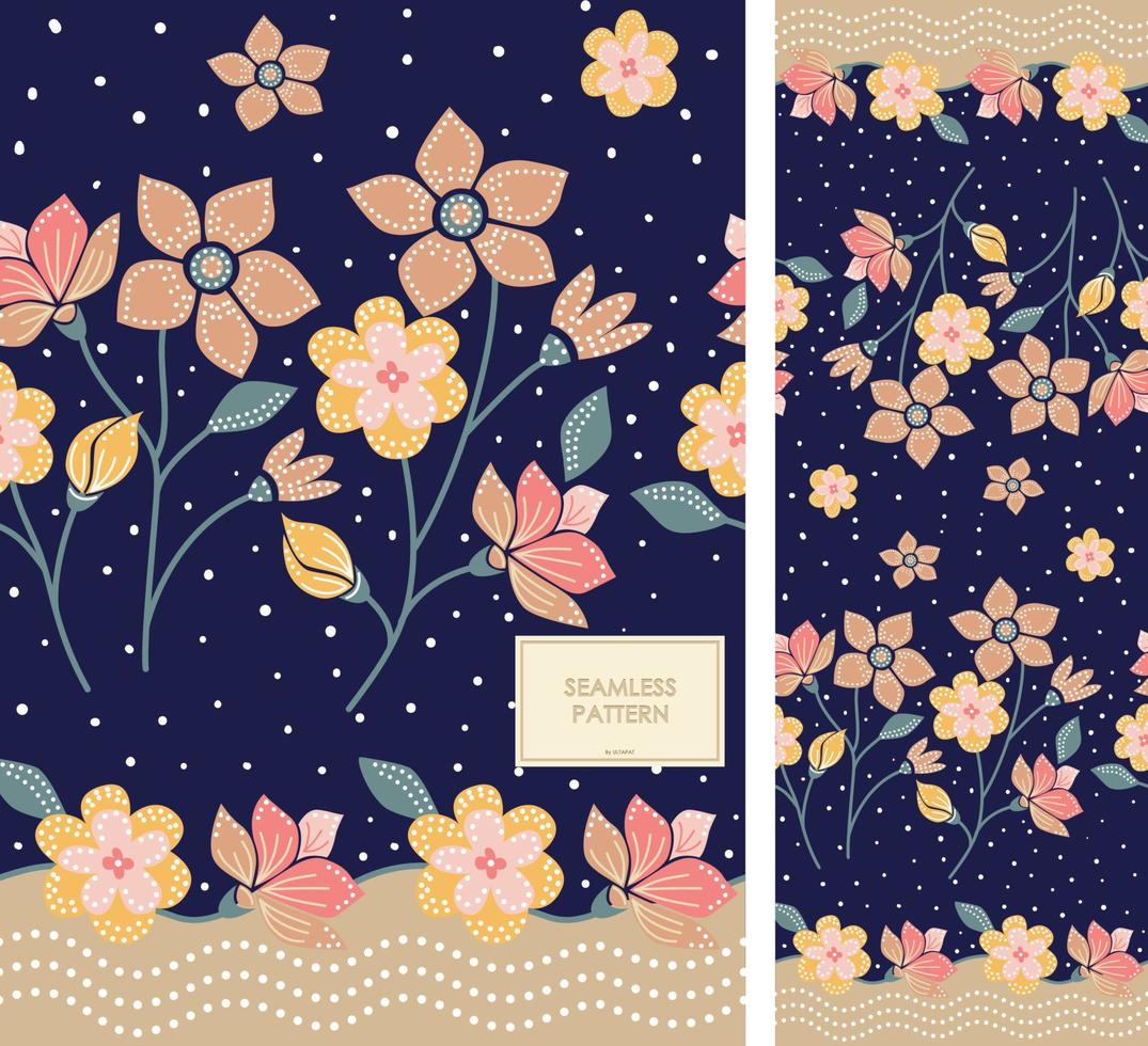 padrão de batik de flores coloridas. vetor de padrão sem costura batik
