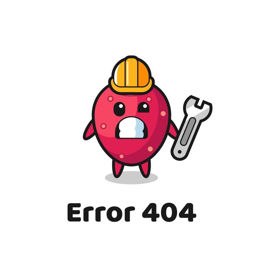 erro 404 com o mascote fofo de pera espinhosa vetor