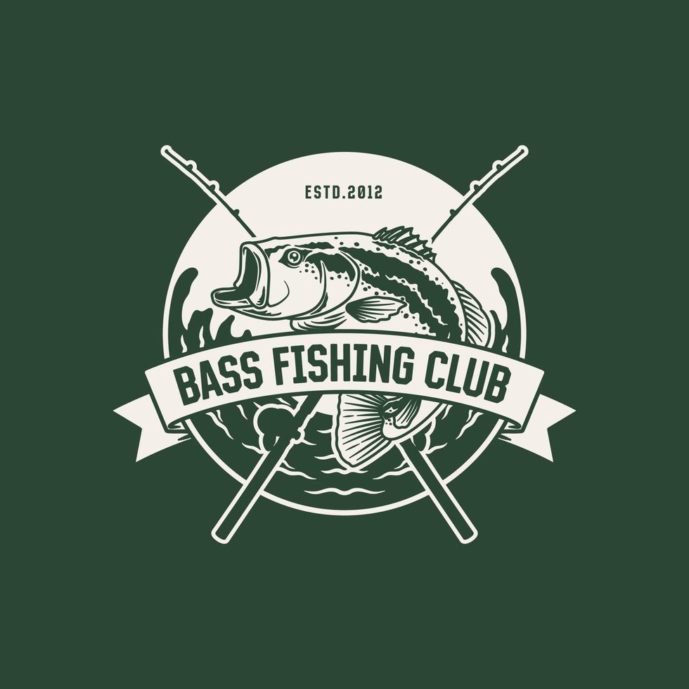 rótulo de logotipo de clube de pesca vintage desenhado à mão vetor