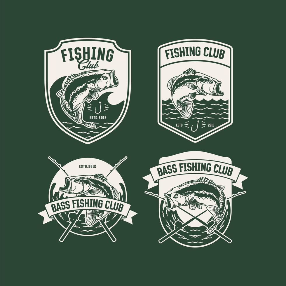 rótulo de logotipo de clube de pesca vintage desenhado à mão vetor