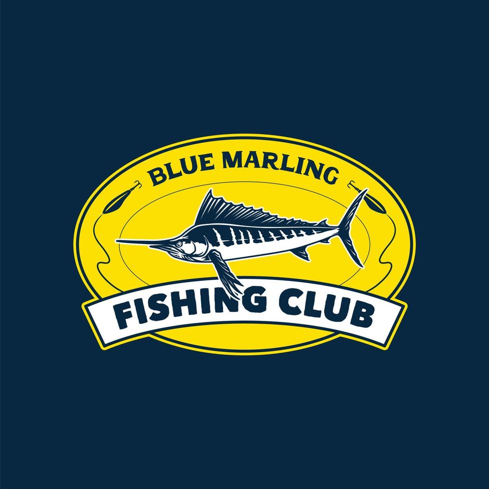 rótulo de logotipo de clube de pesca vintage desenhado à mão vetor