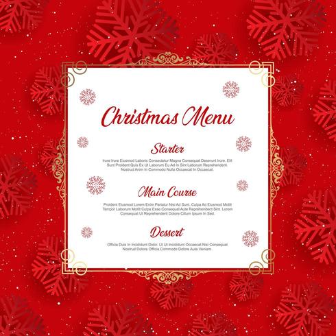 Menu de Natal com design de floco de neve vetor