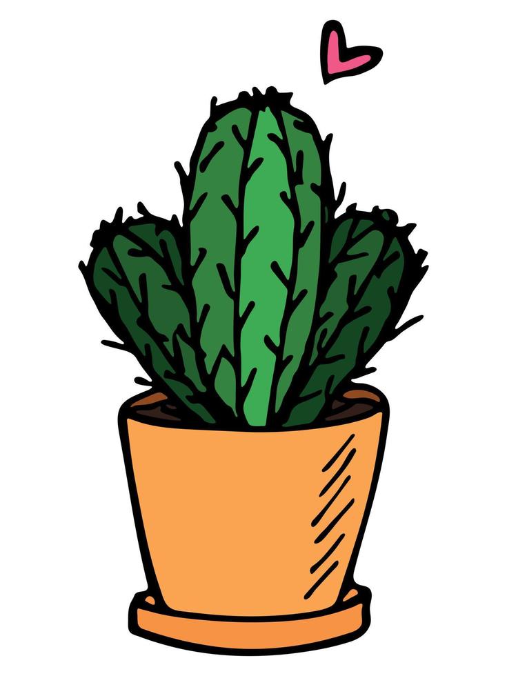 cacto simples desenhado à mão bonito. planta de casa em um clipart