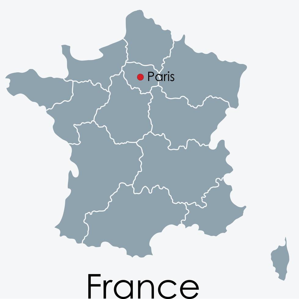 França mapa desenho à mão livre sobre fundo branco. vetor