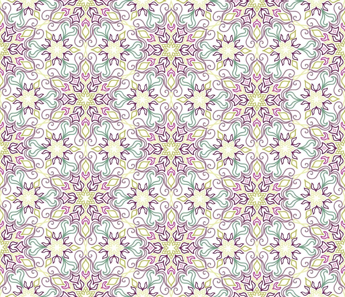 padrão eamless fractal abstrato. ornamento de linha árabe com formas de mandala floral estrela. vetor
