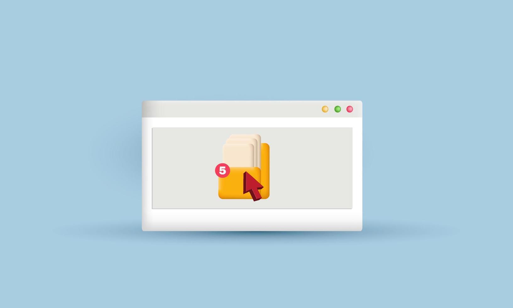 computador de ícone de design de cursor de pasta de design minimalista 3d vetor