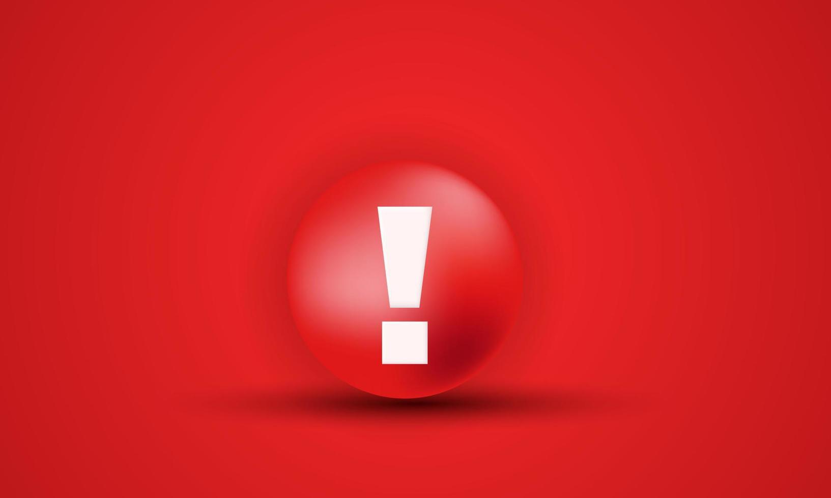 alerta de símbolo de ícone de design de aviso de urgência vermelho 3d vetor
