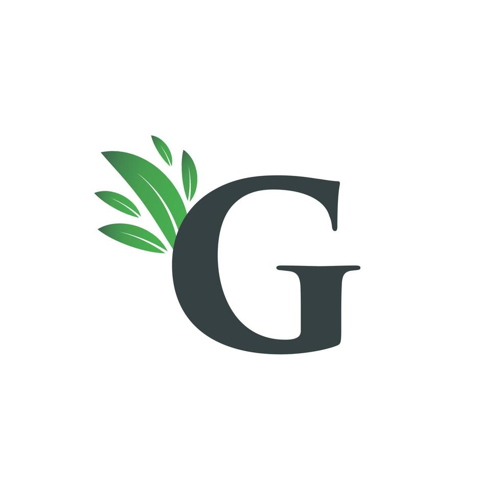 letra inicial g logotipo da folha vetor