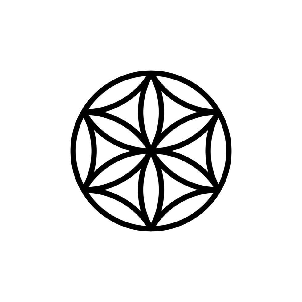 vetor de design de logotipo de padrão de arte de linha de flor floral