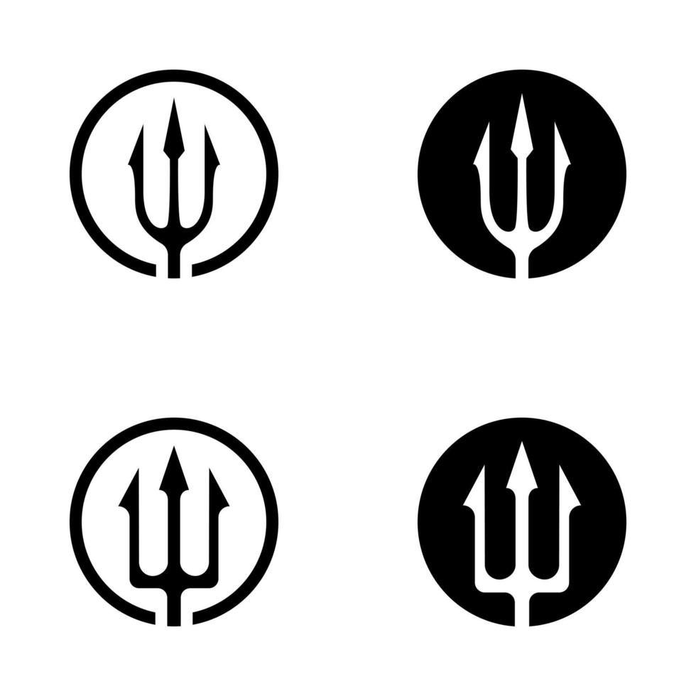 vetor de design de logotipo de lança de netuno circular tridente