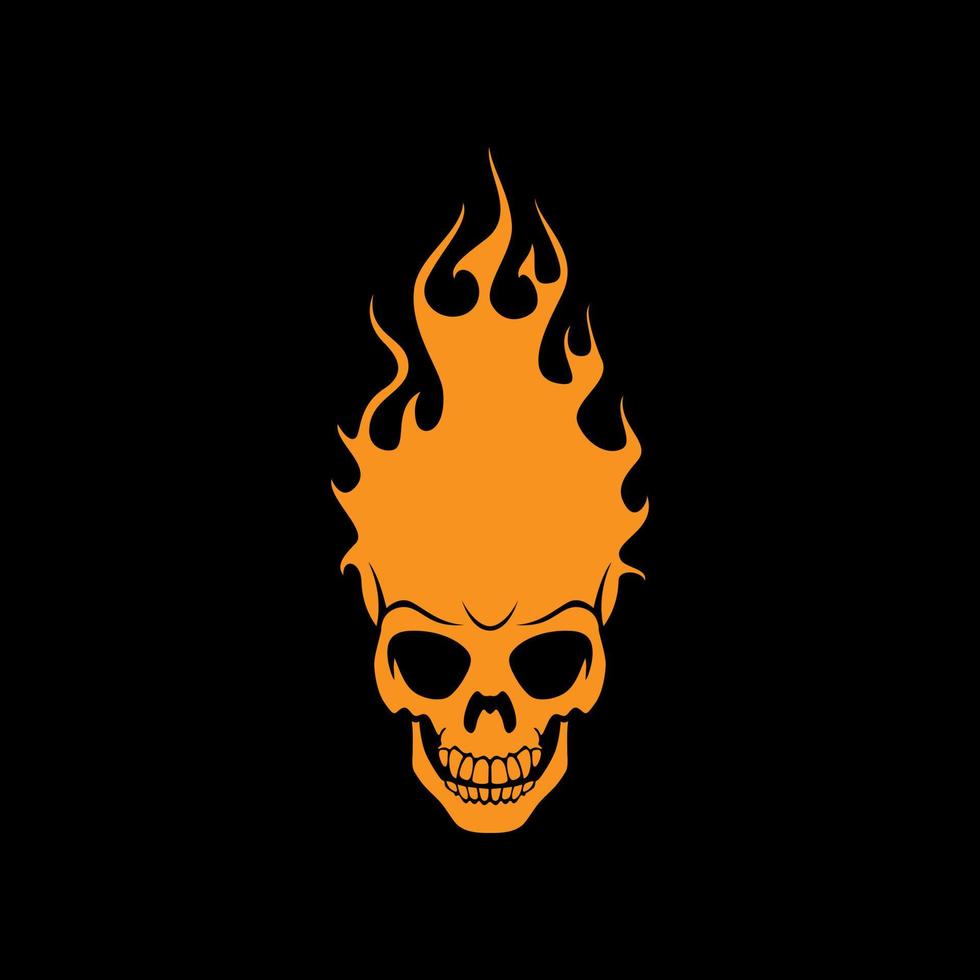 horror crânio esqueleto crânio fogo chama logotipo vetor de design
