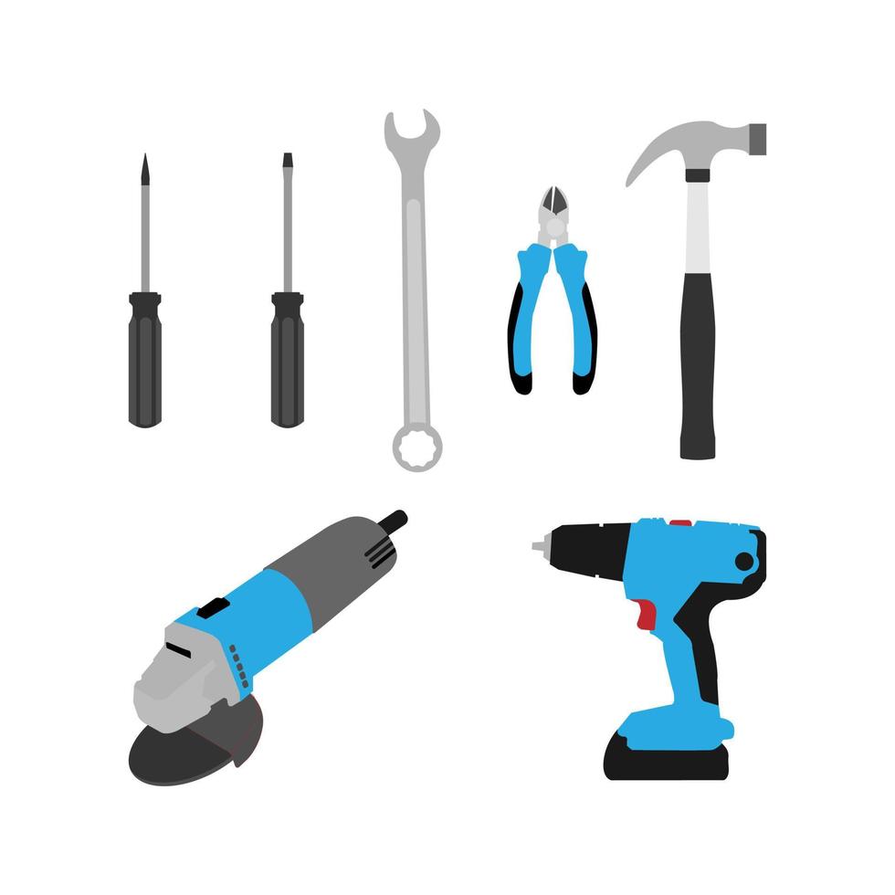 conjunto de ícones de diferentes ferramentas simples para trabalhos domésticos e reparo não profissional. - vetor. vetor