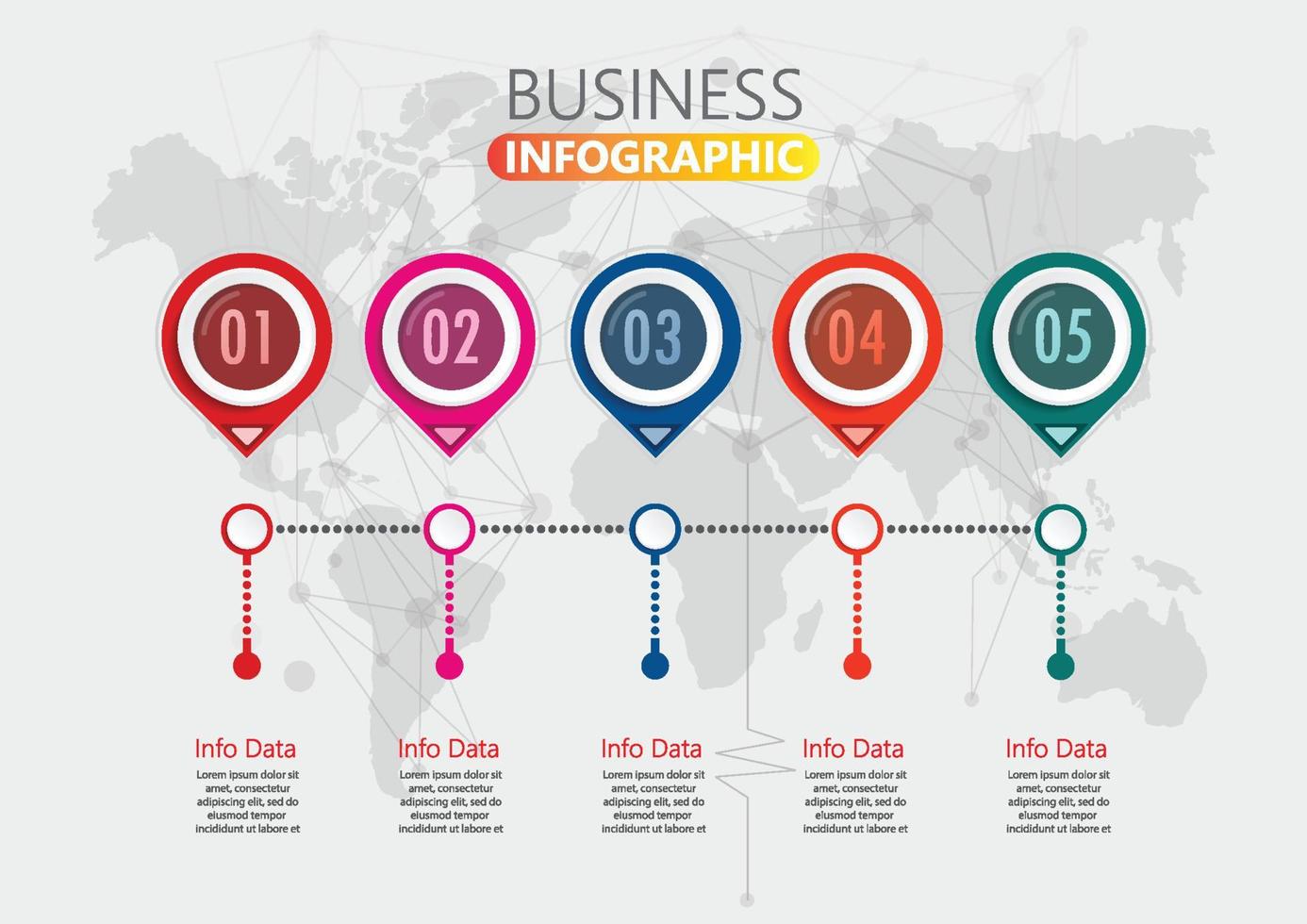visualização de dados de negócios. gráfico de processo. elementos abstratos de gráfico, diagrama com 5 etapas, opções, partes ou processos. modelo de negócios de vetor para apresentação. conceito criativo para infográfico.