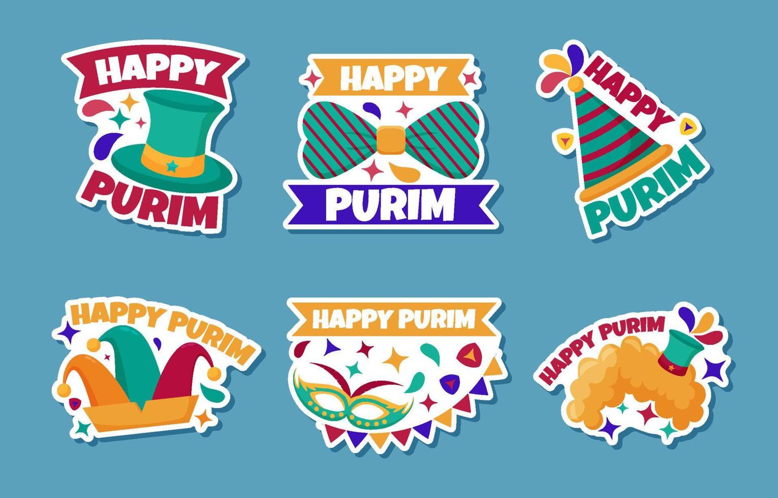 coleção de pacote de adesivos feliz purim vetor