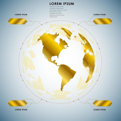 infográfico de dados digitais de luxo globo dourado vetor