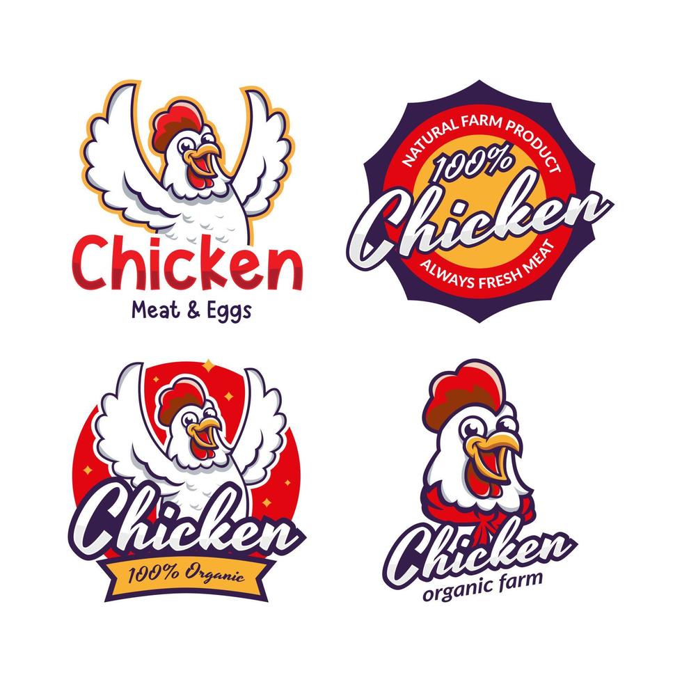 conjunto de modelo de logotipo de restaurante de frango frito vetor