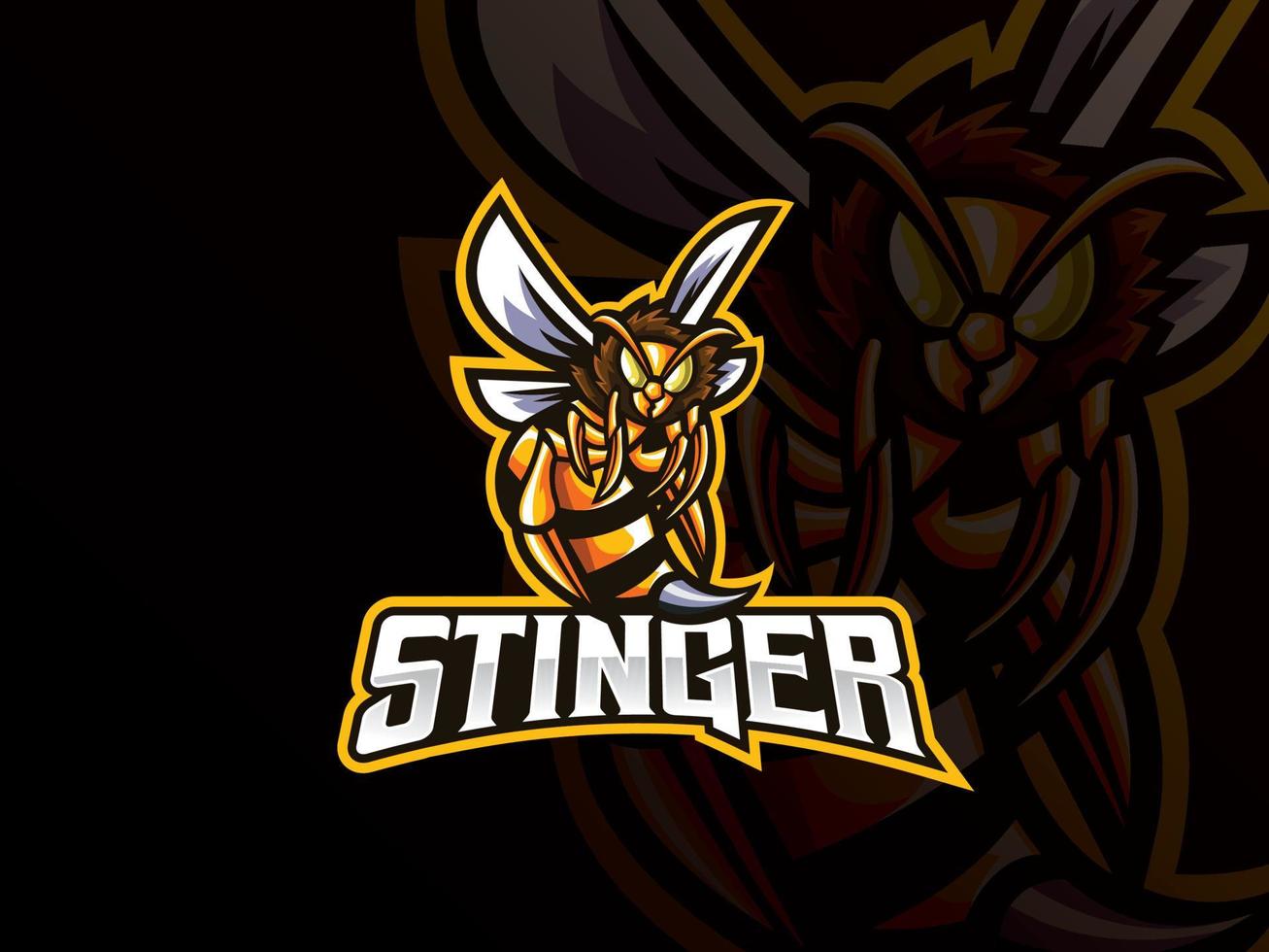 design de logotipo de esporte de mascote de abelha vetor