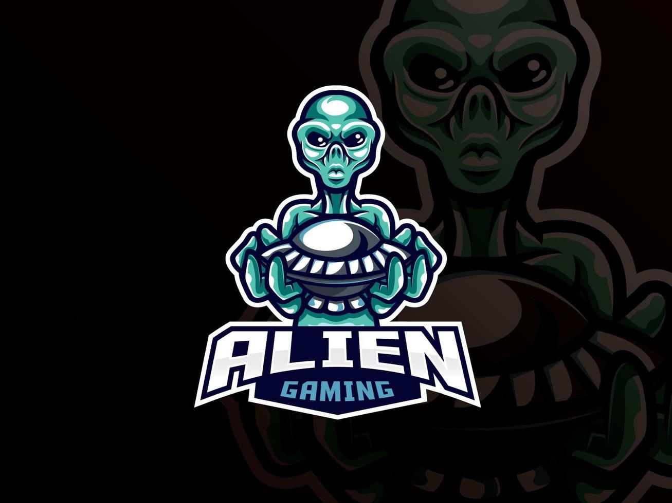 design de logotipo de esporte de mascote alienígena vetor
