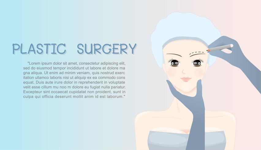 Desenho de rosto de mulher sob a cirurgia plástica vetor