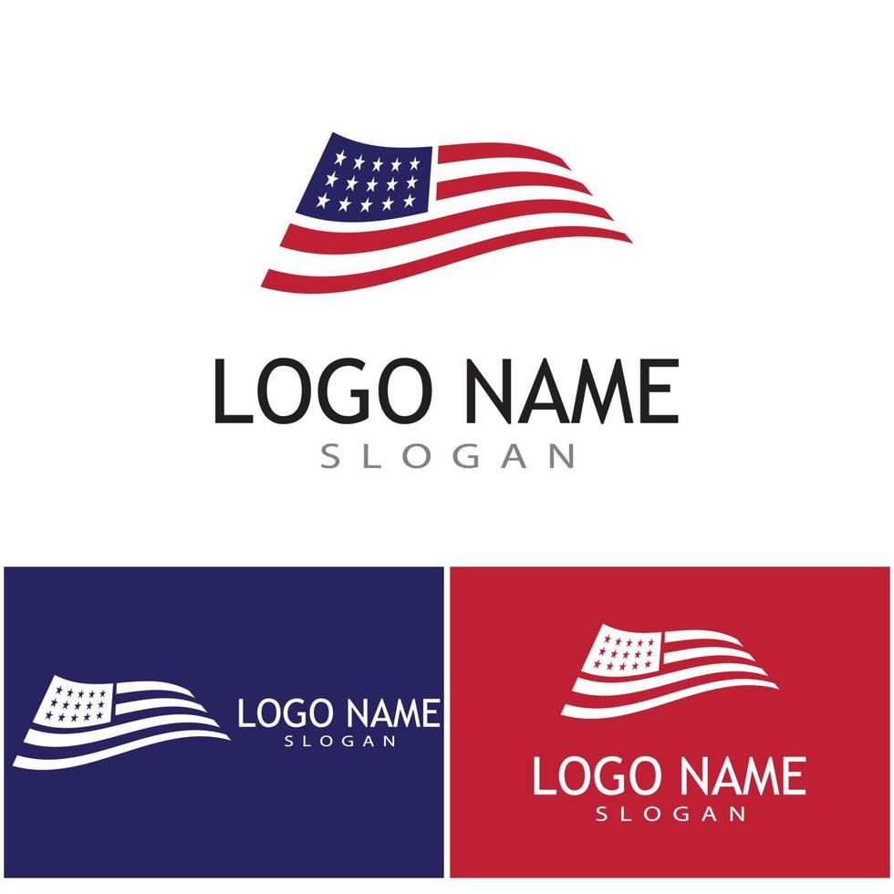 modelo de design da ilustração do ícone do vetor da bandeira americana
