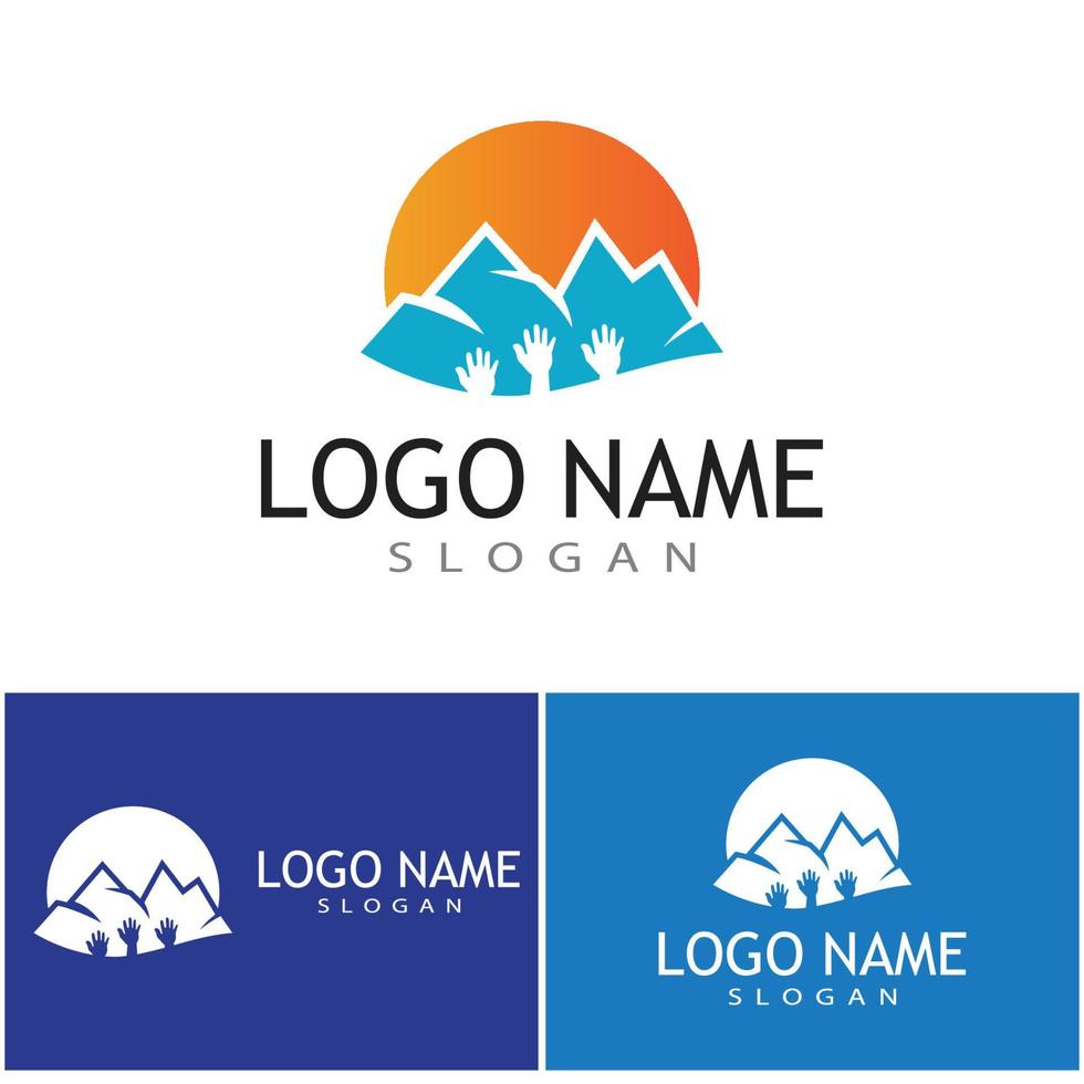 Vetor de design de logotipo simples de paisagem de montanha moderna, silhueta de pico de montagem no topo de gelo rochoso