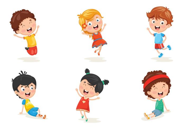 Ilustração do conjunto de caracteres de criança feliz vetor