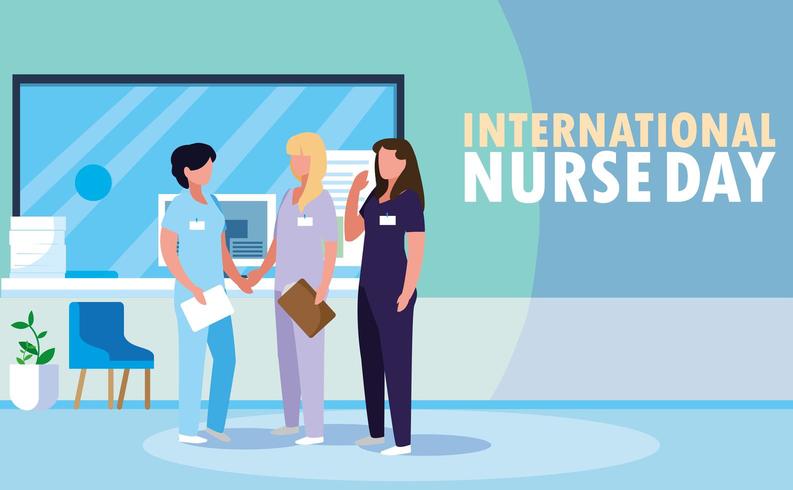 grupo internacional do dia da enfermeira de mulheres profissionais vetor