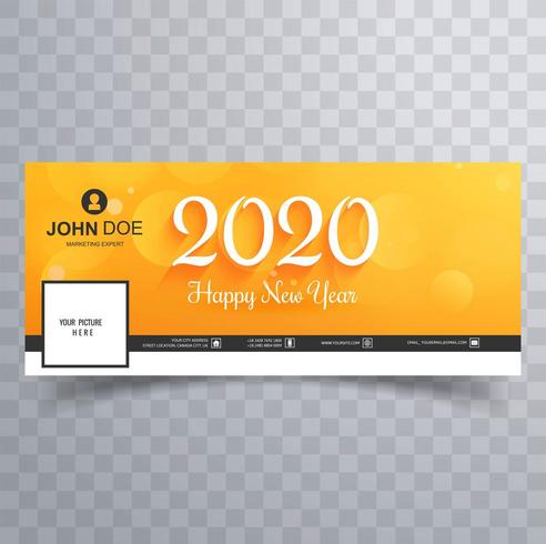 2020 ano novo amarelo mídias sociais capa banner vetor