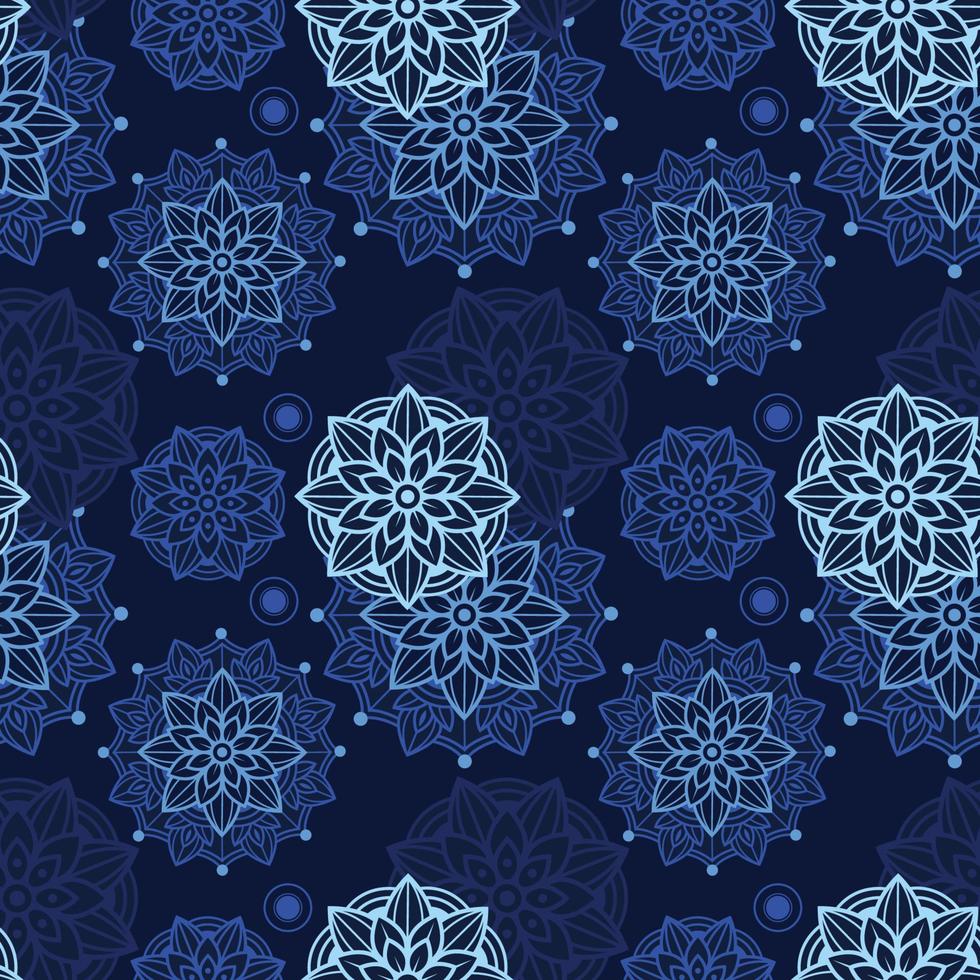 padrão perfeito de mandala de flor de lótus azul vetor