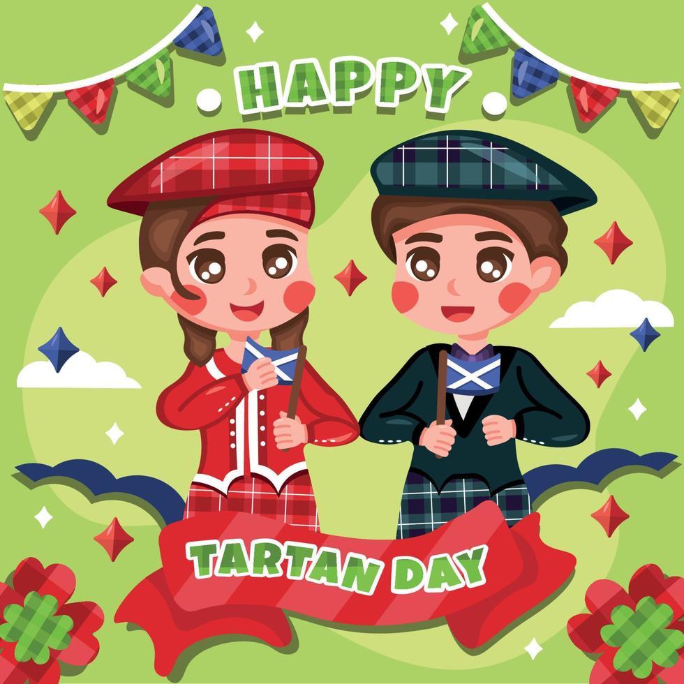 comemore o dia do tartan com o conceito de charachter vetor