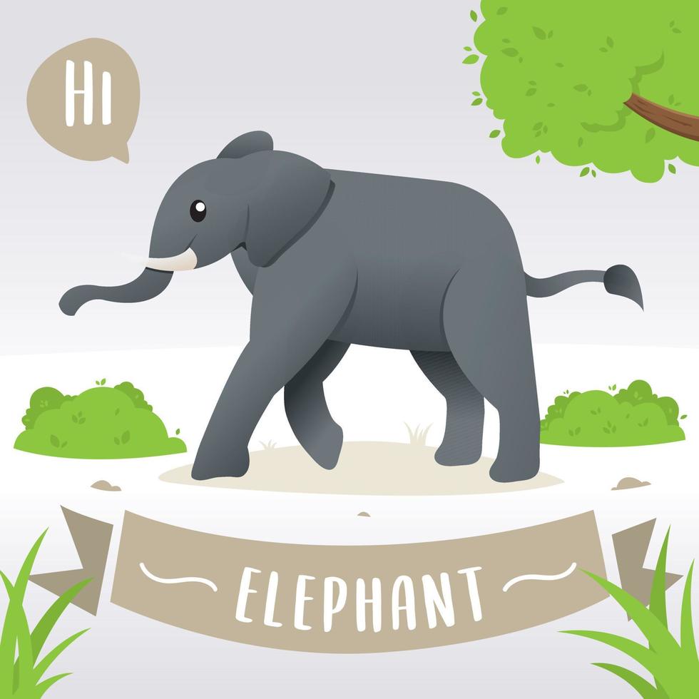 elefante bonito dos desenhos animados. elefante bebê fofo dos desenhos animados, ilustração vetorial de elefante. ilustração em vetor animal africano