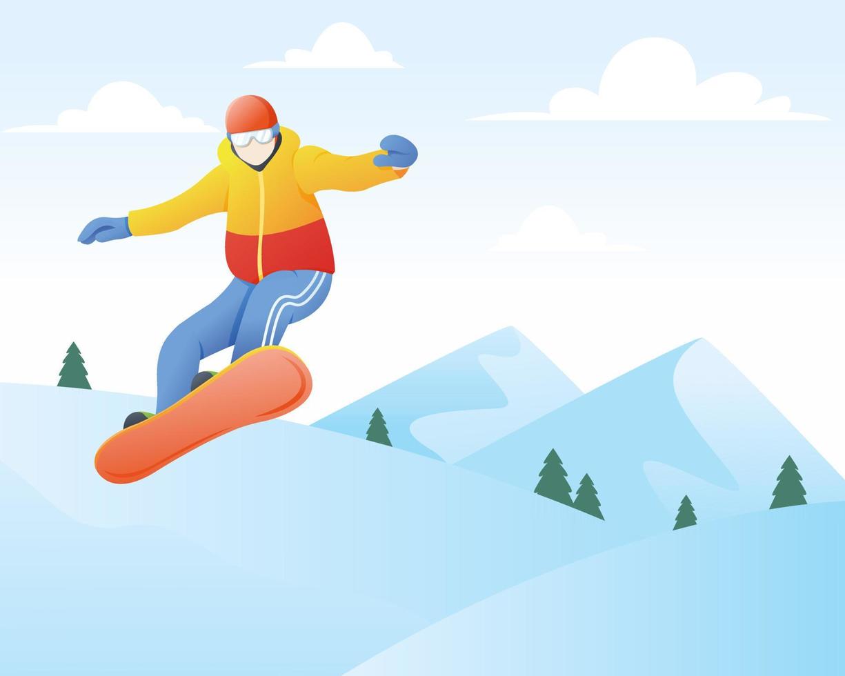 ilustração vetorial de snowboarder vetor