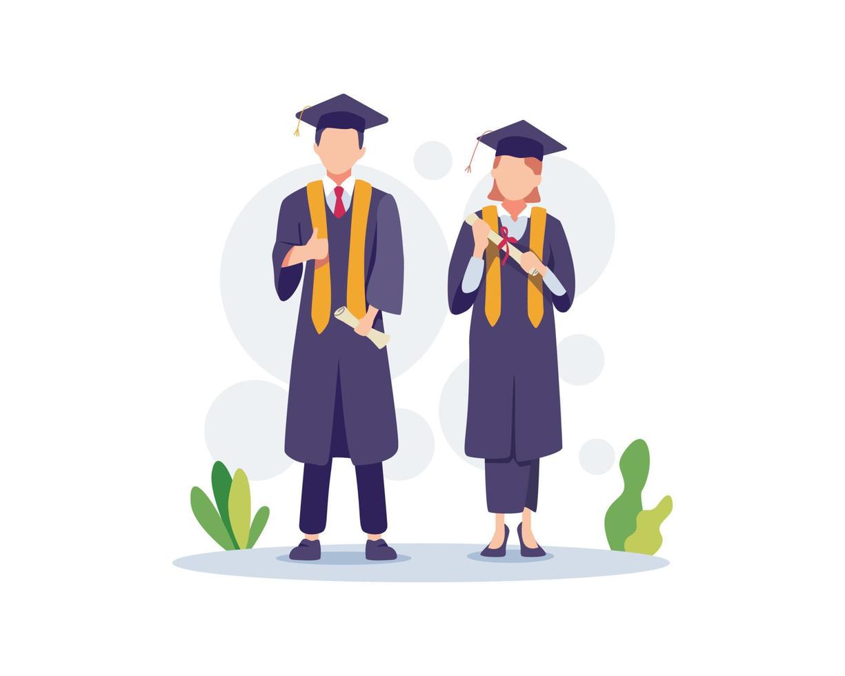 ilustração de conceito de estudantes graduados felizes vetor