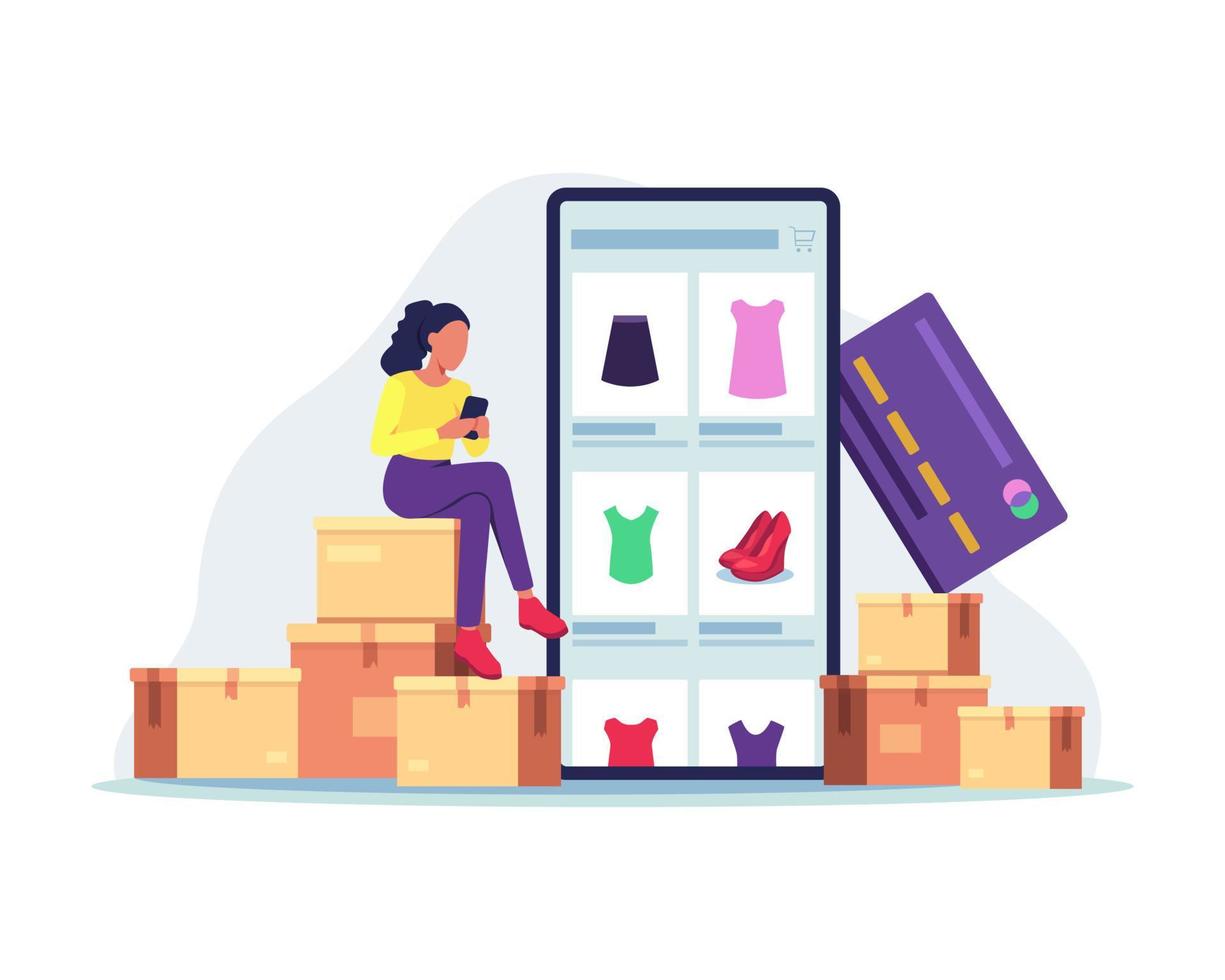 ilustração do conceito de compras online vetor