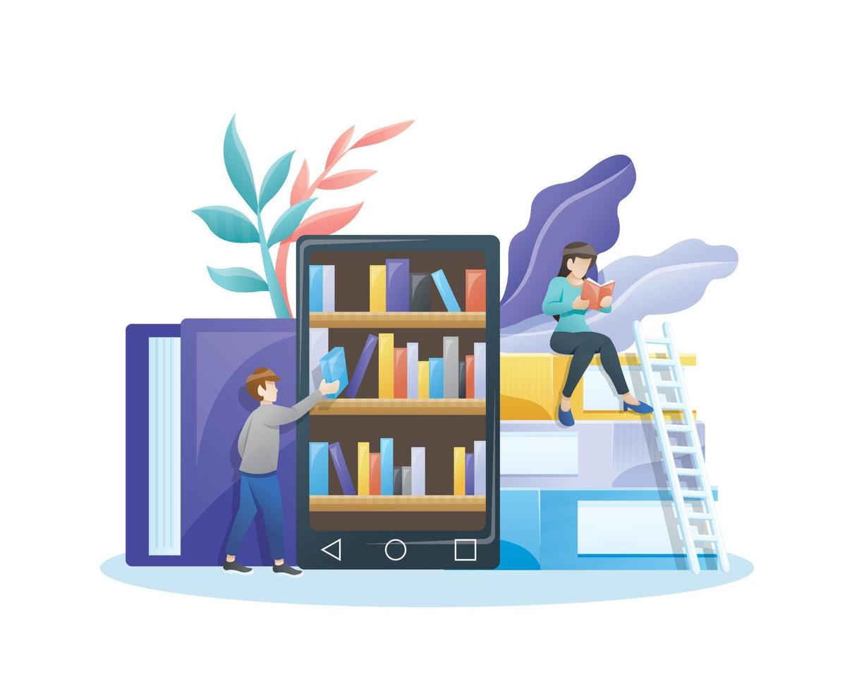 ilustração vetorial de biblioteca online vetor