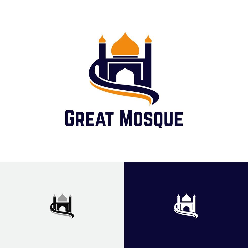grande mesquita centro islâmico estudo de oração islamismo comunidade muçulmana logotipo vetor